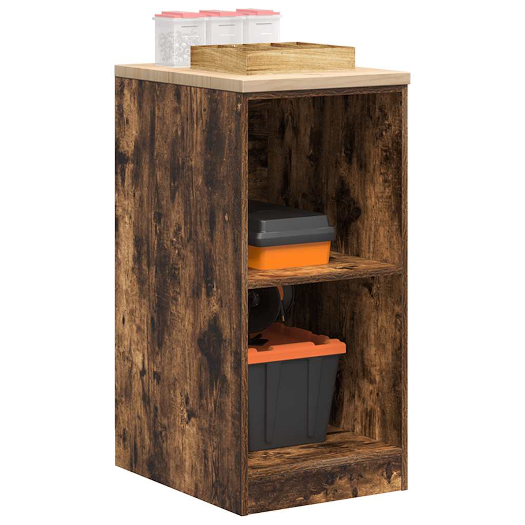 Garage Storage Cabinet Smoked Oak 40x51x85 cm Solid Wood Pine - Design Hut