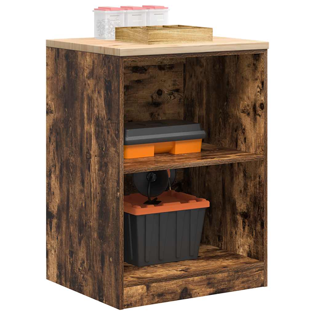 Garage Storage Cabinet Smoked Oak 60x51x85 cm Solid Wood Pine - Decor Base