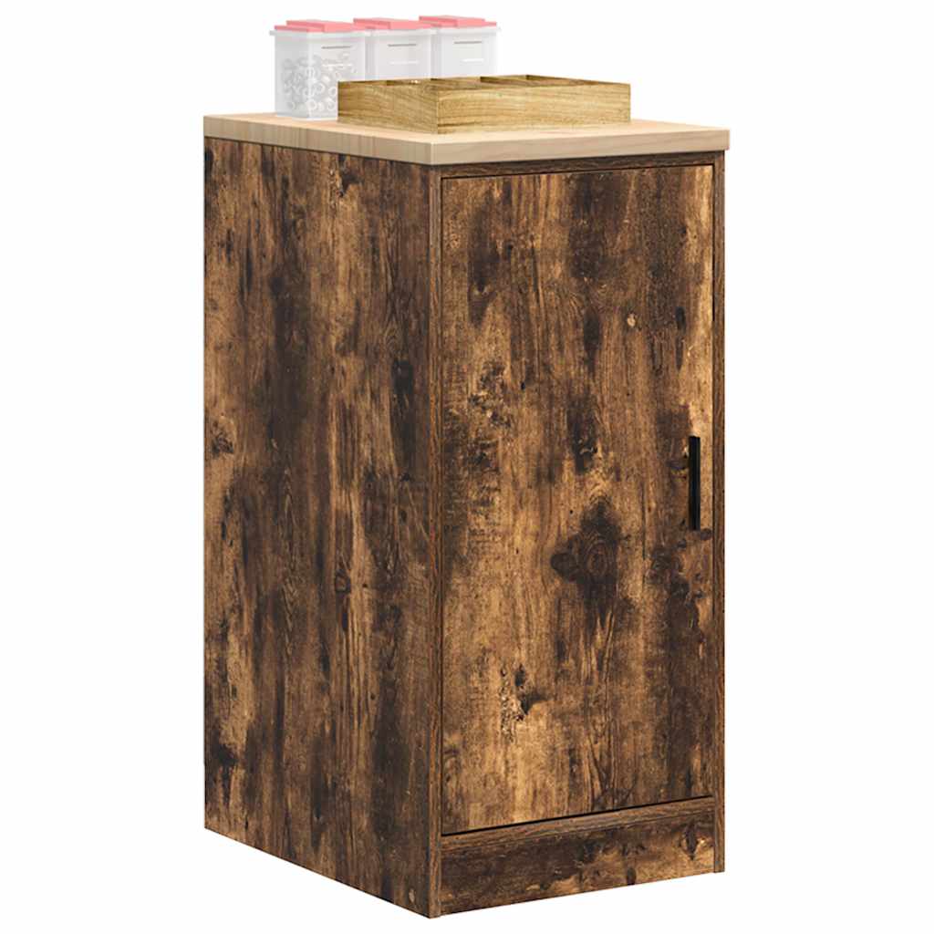 Garage Storage Cabinet Smoked Oak 40x51x85 cm Solid Wood Pine - Direct Imports