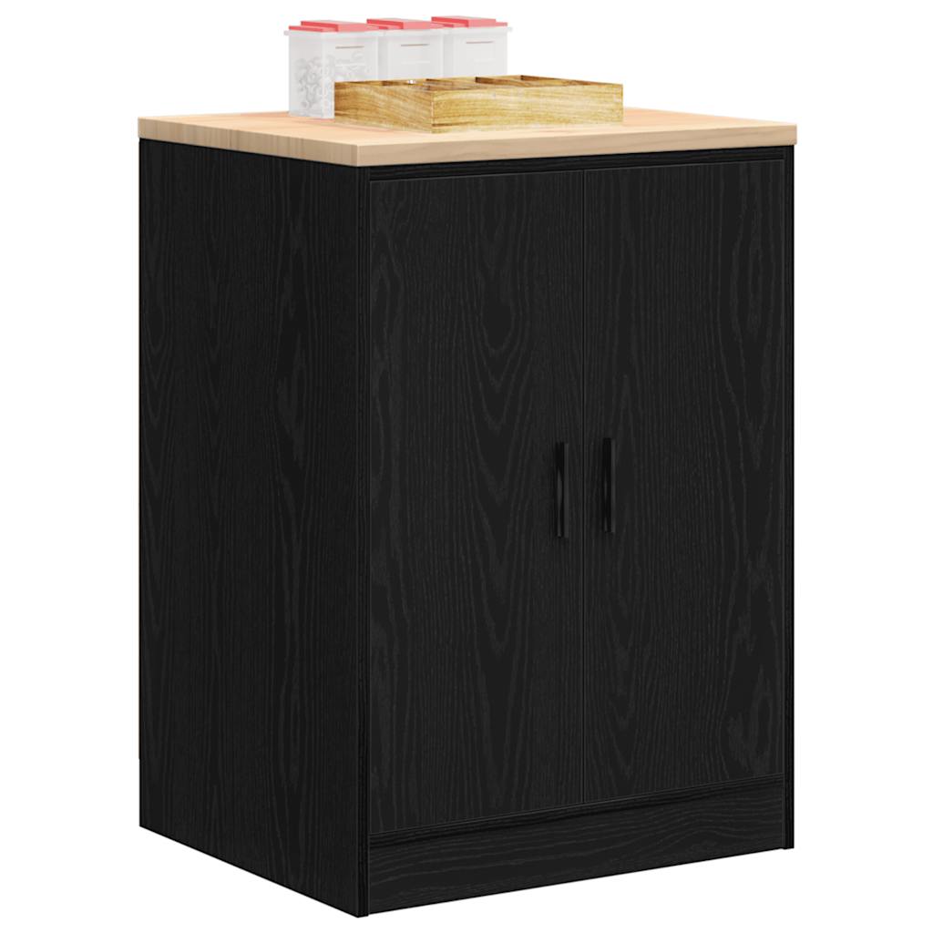Garage Storage Cabinet Black 60x51x85 cm Solid Wood Pine - Tyrell & Tyrell