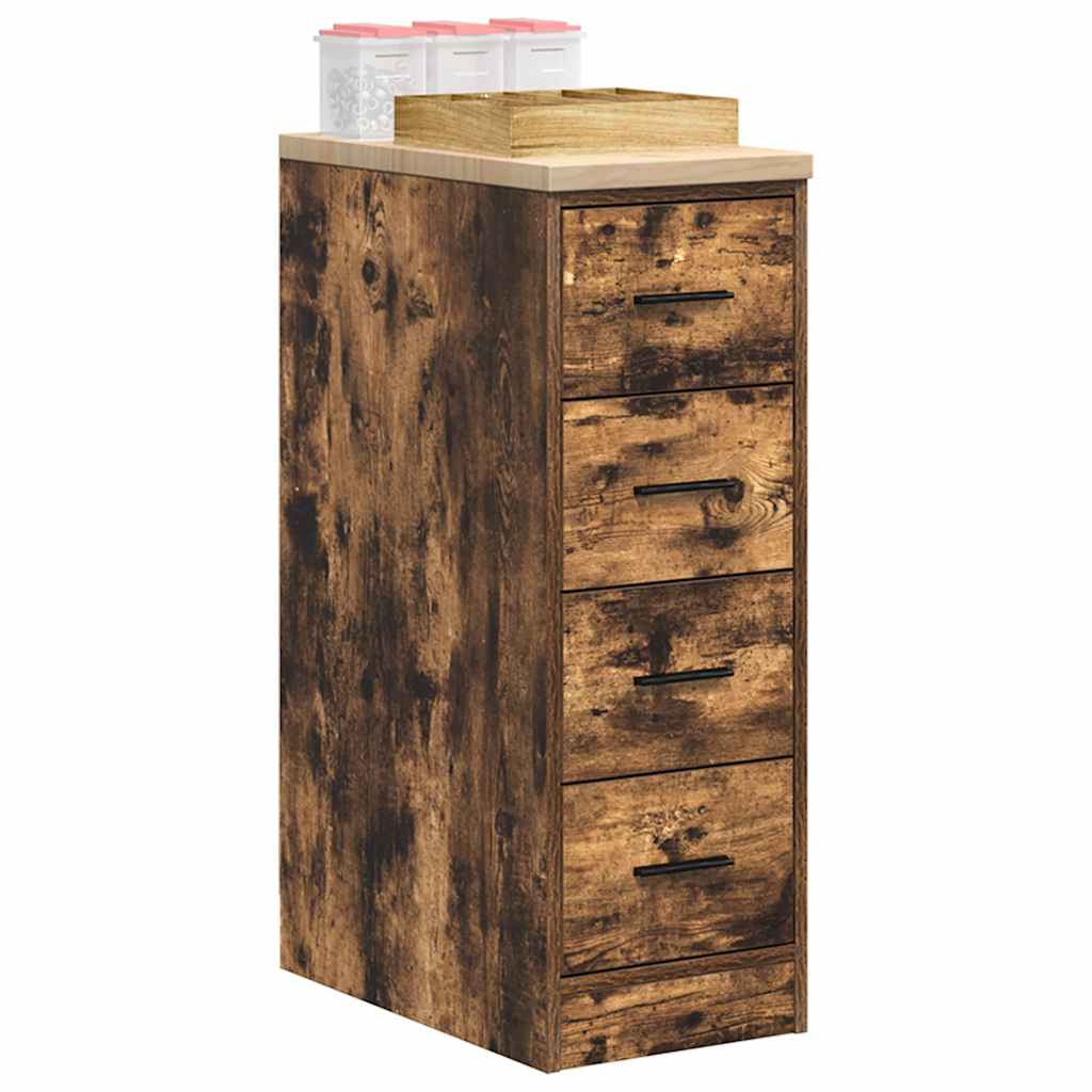 Garage Storage Cabinet Smoked Oak 30x51x85 cm Solid Wood Pine - Direct Imports