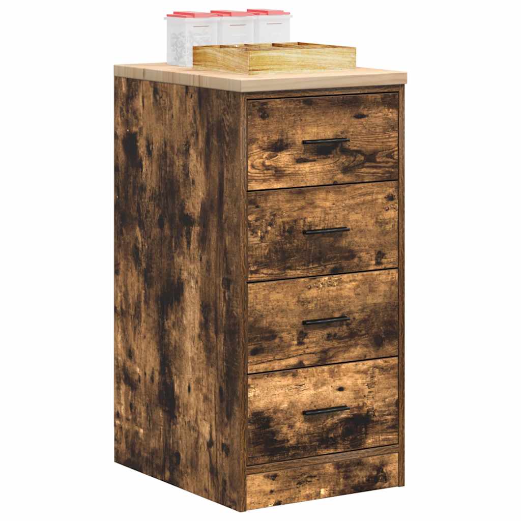 Garage Storage Cabinet Smoked Oak 40x51x85 cm Solid Wood Pine - Casper Homes