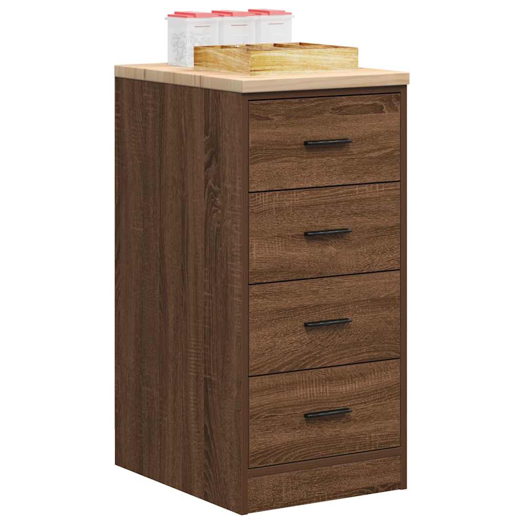 Garage Storage Cabinet Brown Oak 40x51x85 cm Solid Wood Pine - R and M Furniture