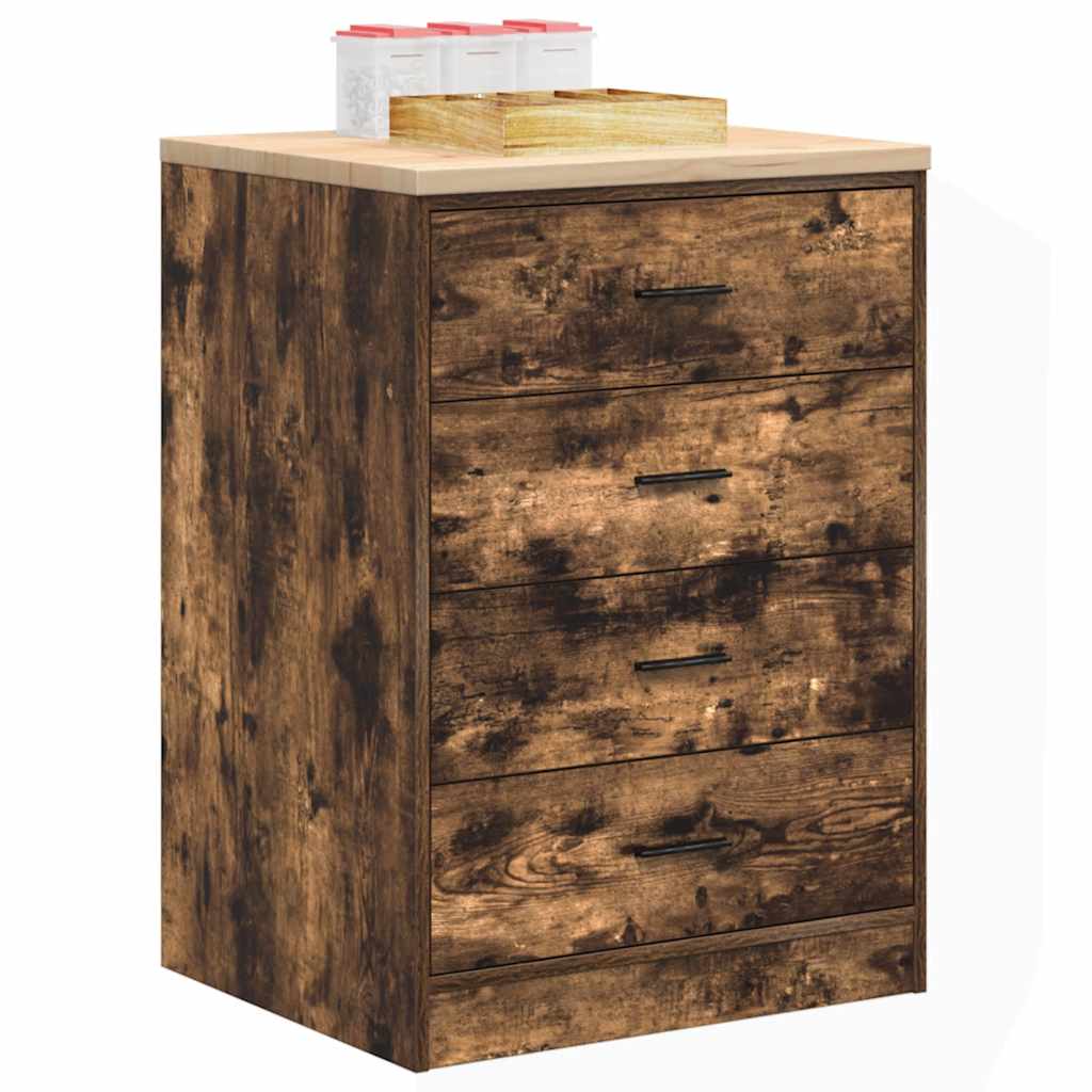 Garage Storage Cabinet Smoked Oak 60x51x85 cm Solid Wood Pine - Millennium Furniture