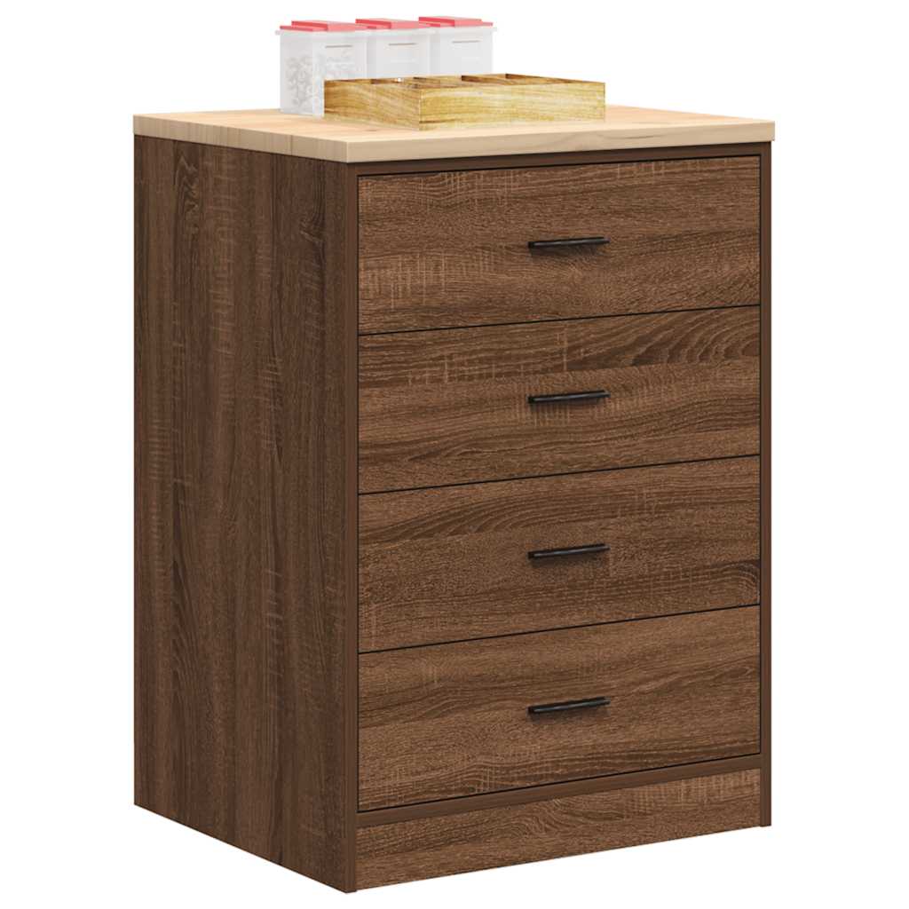 Garage Storage Cabinet Brown Oak 60x51x85 cm Solid Wood Pine - Merlin Deals