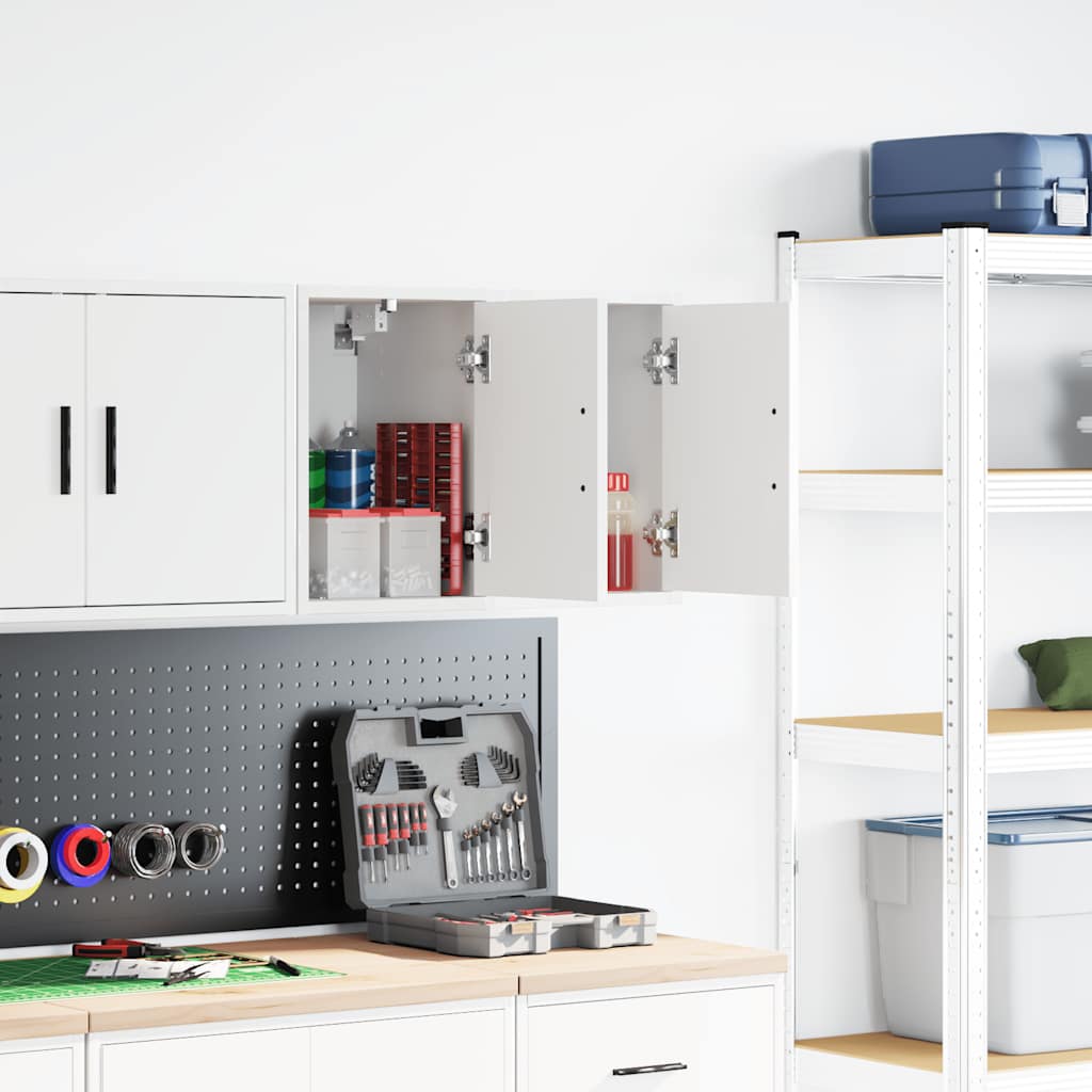 Garage Wall Cabinets 2 pcs White Engineered Wood - Tyrell & Tyrell