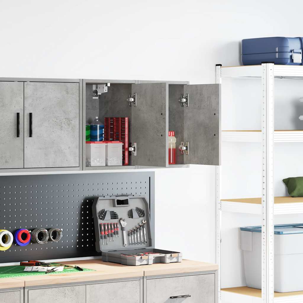 Garage Wall Cabinets 2 pcs Concrete Grey Engineered Wood - Merlin Deals