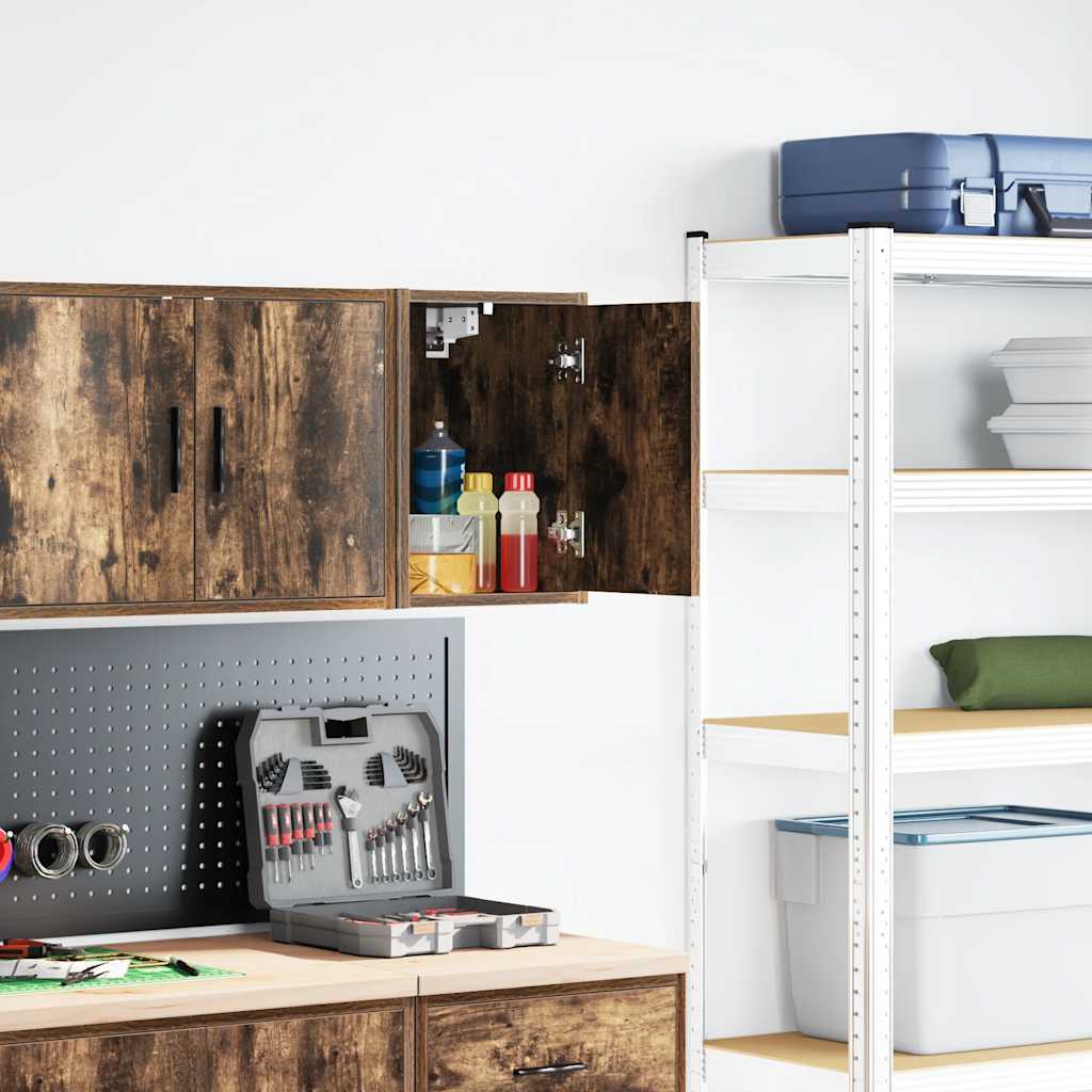 Garage Wall Cabinet Smoked Oak Engineered Wood - Decor Base