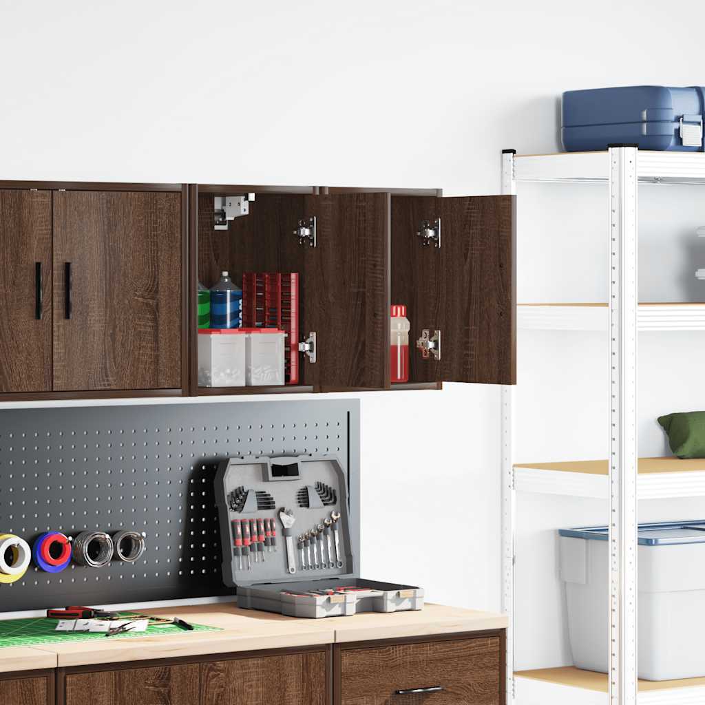 Garage Wall Cabinets 2 pcs Brown Oak Engineered Wood - Decor Base