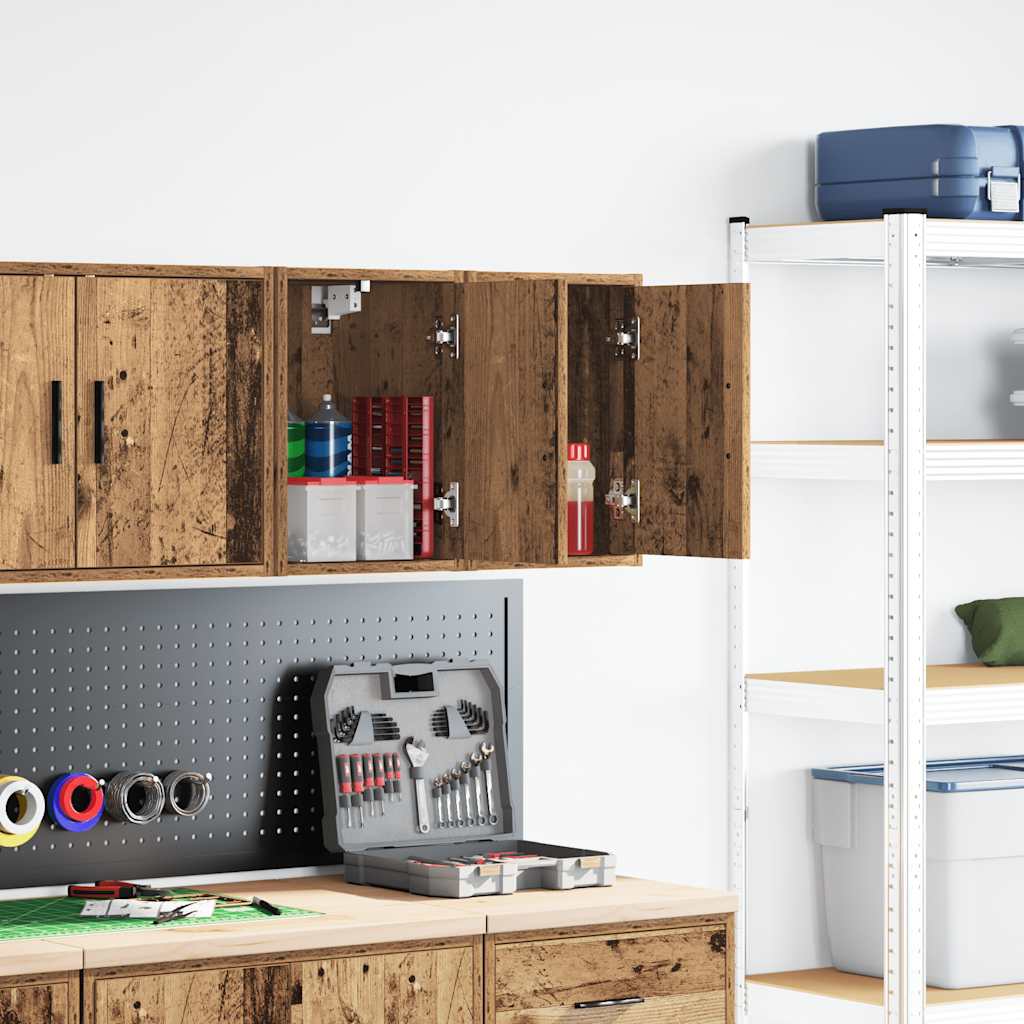 Garage Wall Cabinets 2 pcs Old Wood Engineered Wood - Decor Base