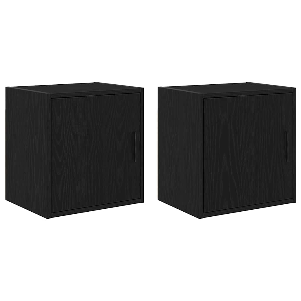 Garage Wall Cabinets 2 pcs Black Engineered Wood - All Things Good