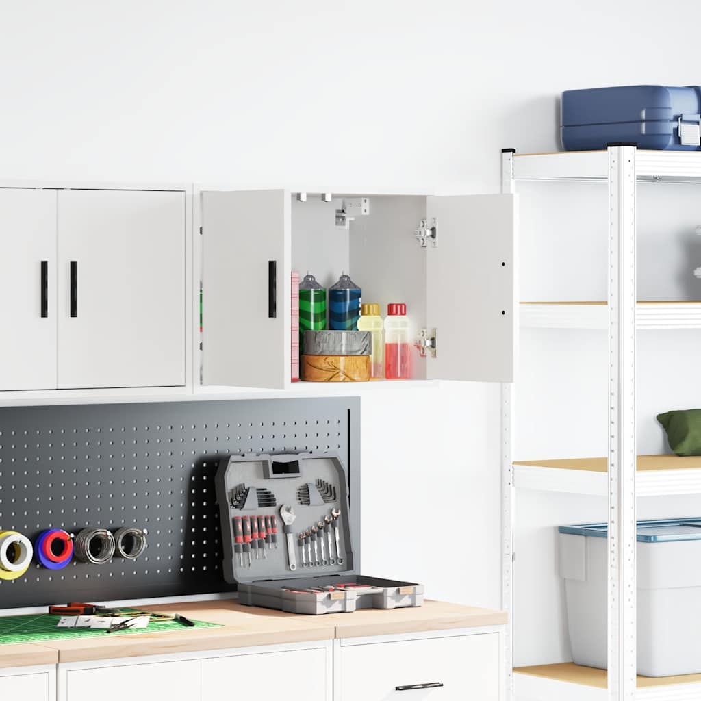 Garage Wall Cabinet White Engineered Wood - Casper Homes