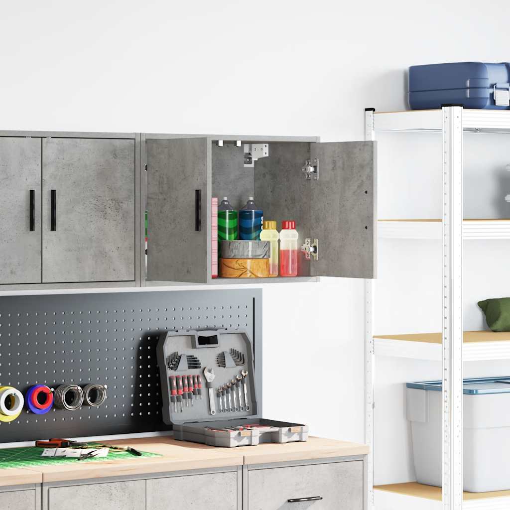 Garage Wall Cabinet Concrete Grey Engineered Wood - Merlin Deals