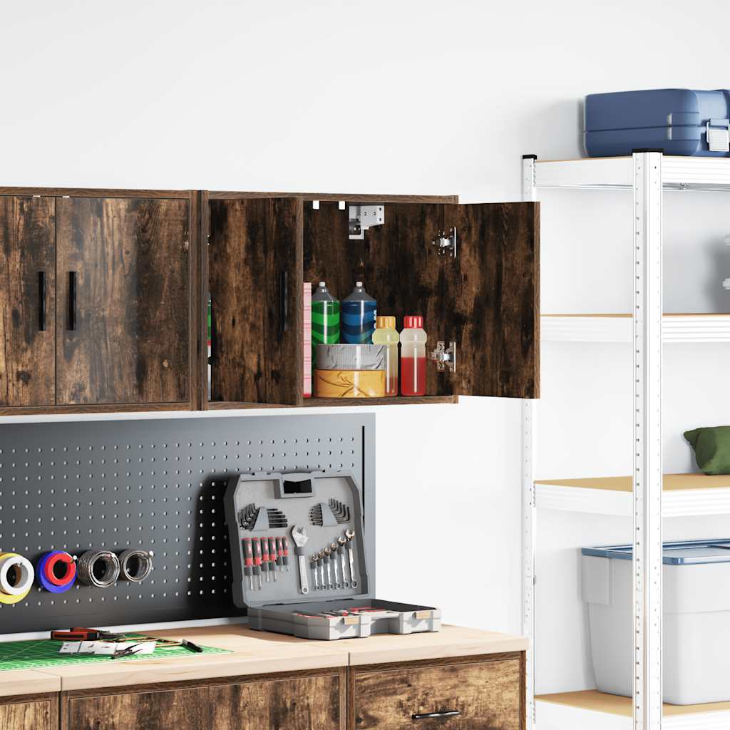 Garage Wall Cabinet Smoked Oak Engineered Wood - Unbeatable Bargains