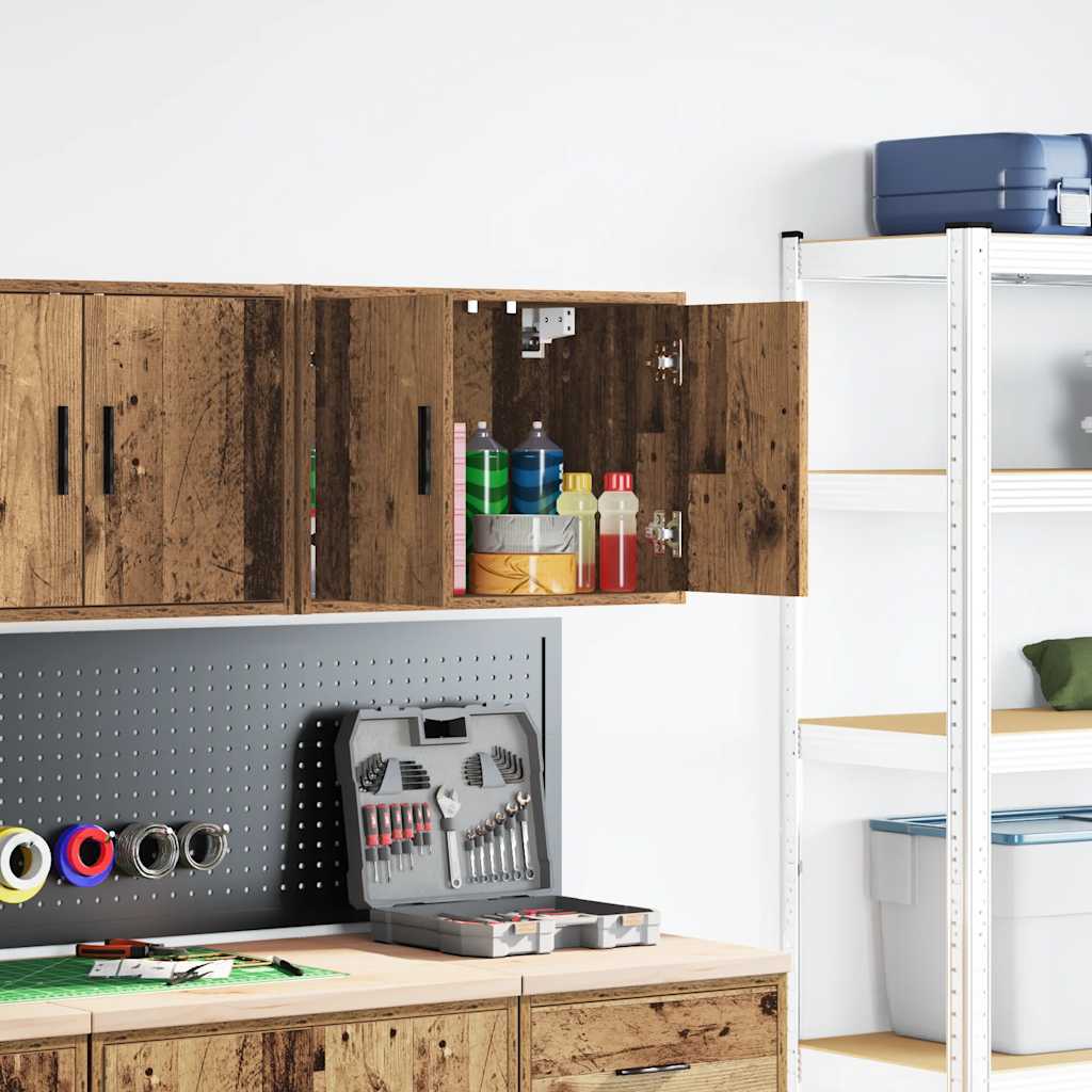 Garage Wall Cabinet Old Wood Engineered Wood - Decor Base