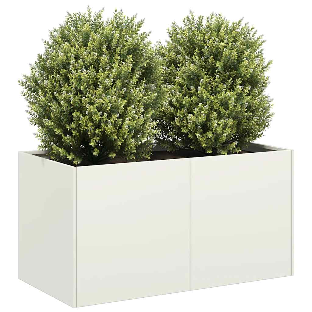 Planter White 80x40x40 cm Cold-rolled Steel - Sid & Sam
