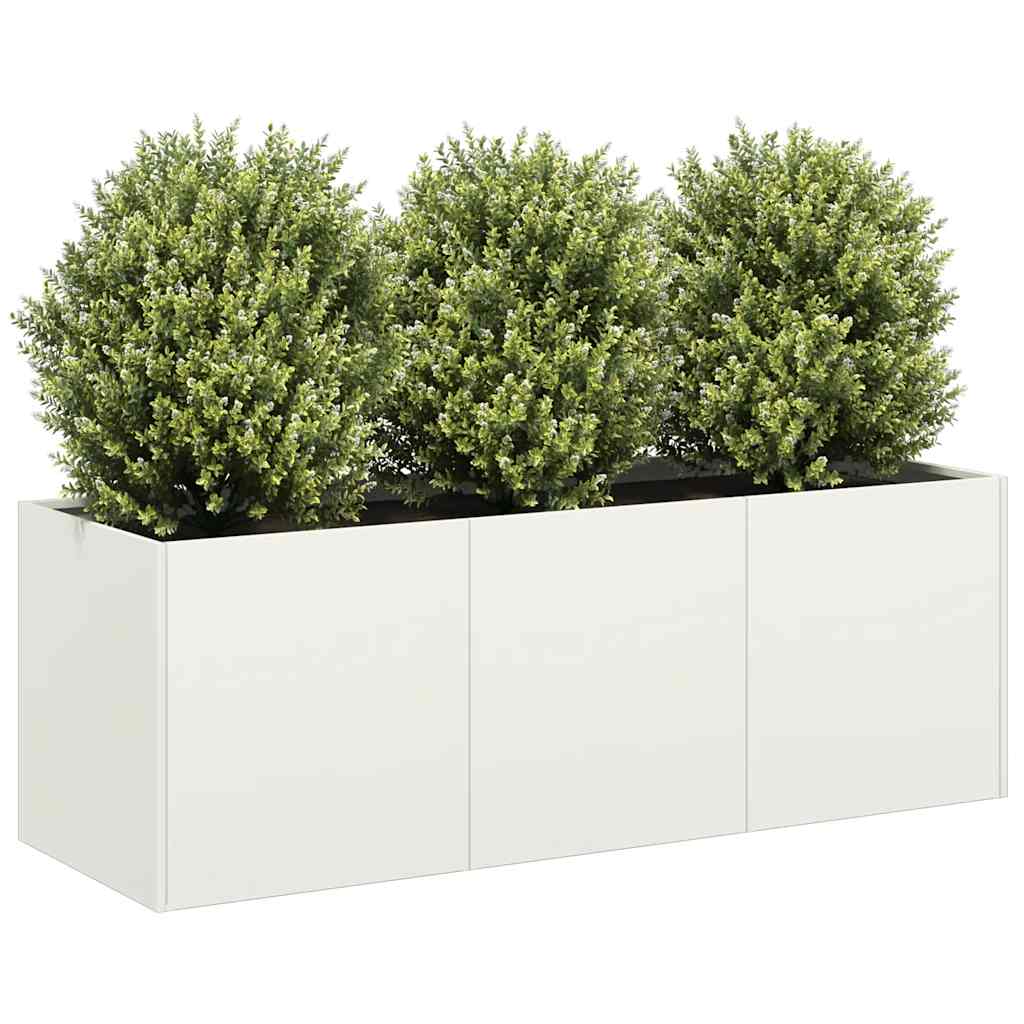 Planter White 120x40x40 cm Cold-rolled Steel - Tyrell & Tyrell