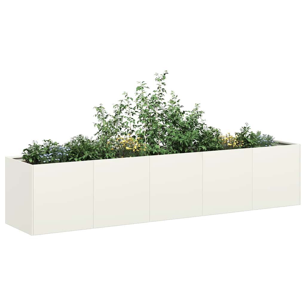 Planter White 200x40x40 cm Cold-rolled Steel - Millennium Furniture