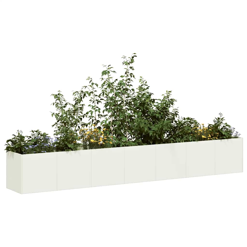 Planter White 280x40x40 cm Cold-rolled Steel - Tyrell & Tyrell