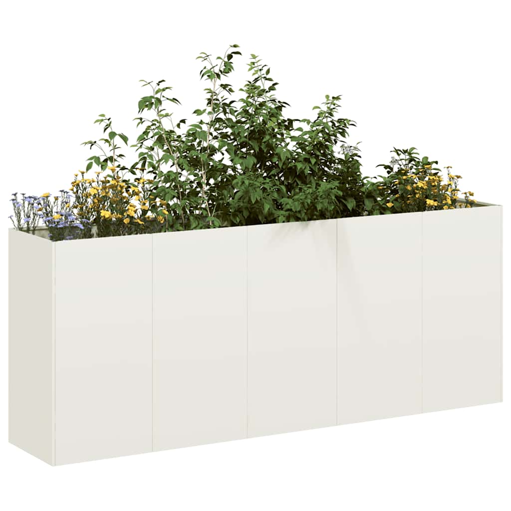 Planter White 200x40x80 cm Cold-rolled Steel - All Things Good
