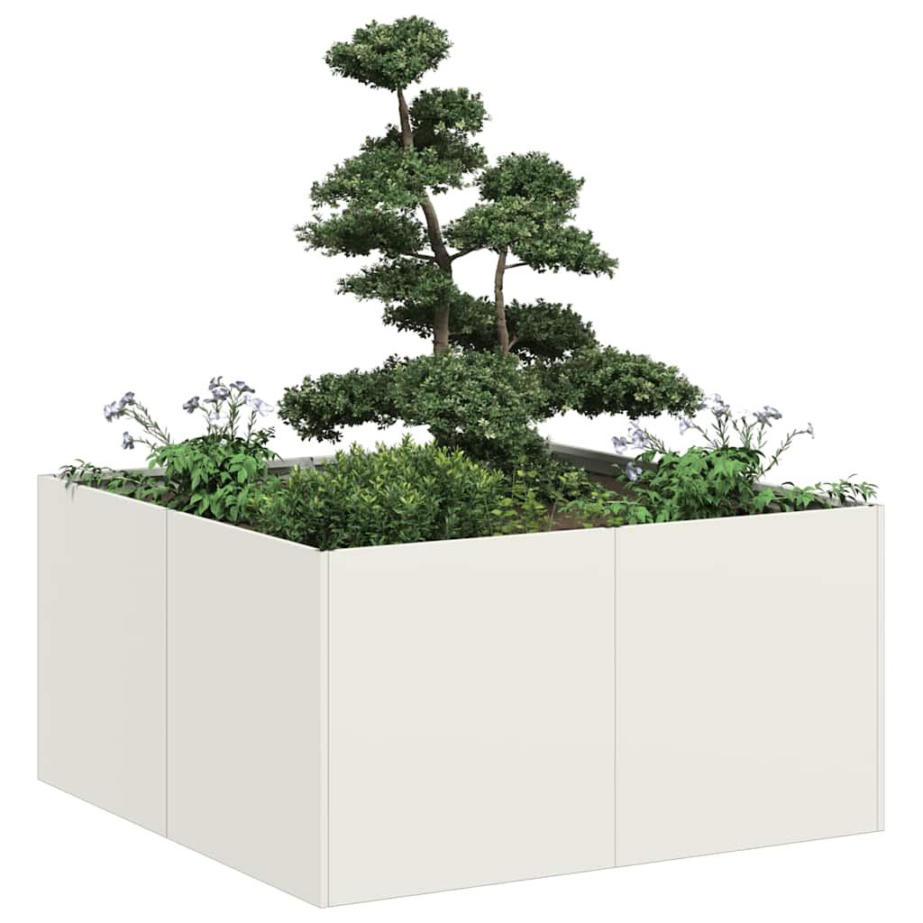 Planter White 80x80x40 cm Cold-rolled Steel - Design Hut