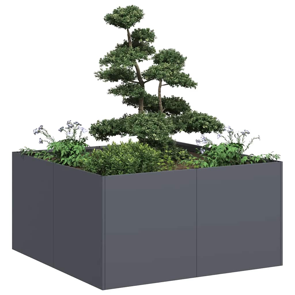 Planter Anthracite 80x80x40 cm Cold-rolled Steel - Decor Base