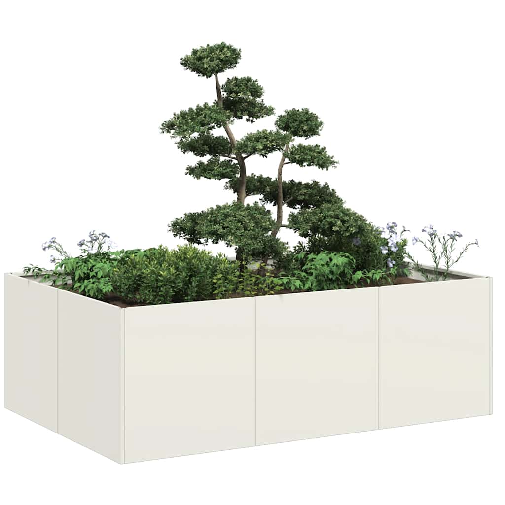 Planter White 120x80x40 cm Steel - Sid & Sam