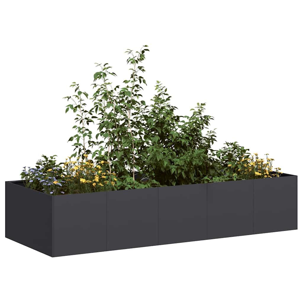 Planter Black 200x80x40 cm Steel - Merlin Deals
