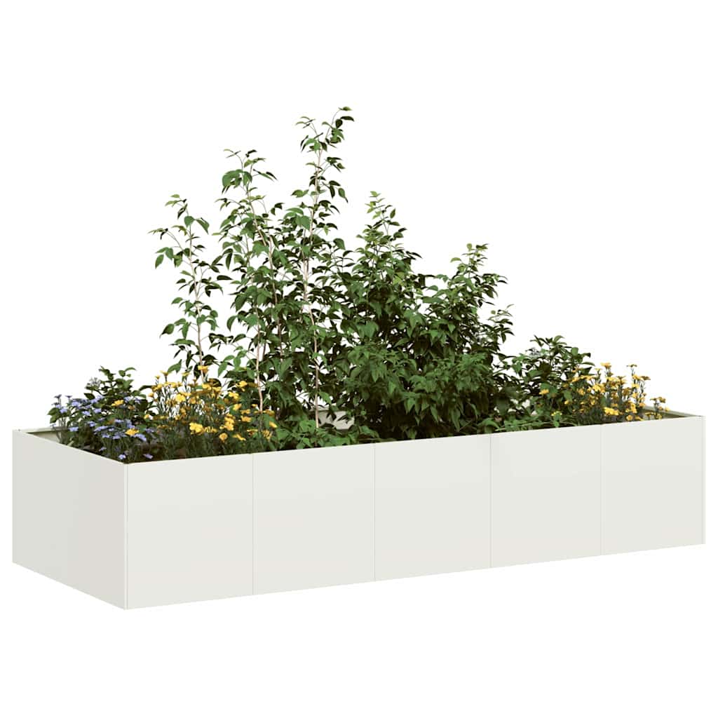 Planter White 200x80x40 cm Steel - Style and Chic