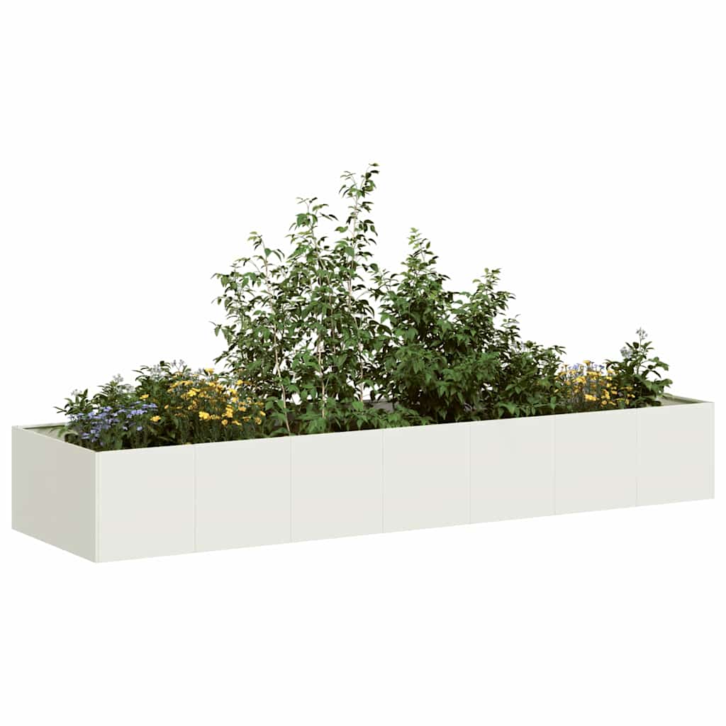 Planter White 280x80x40 cm Steel - Brittle & Co