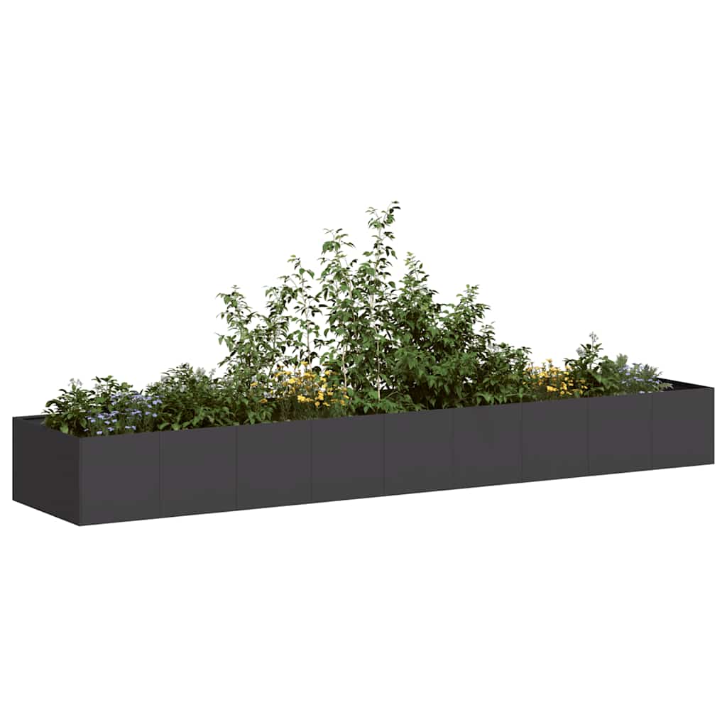 Planter Black 360x80x40 cm Steel - Merlin Deals