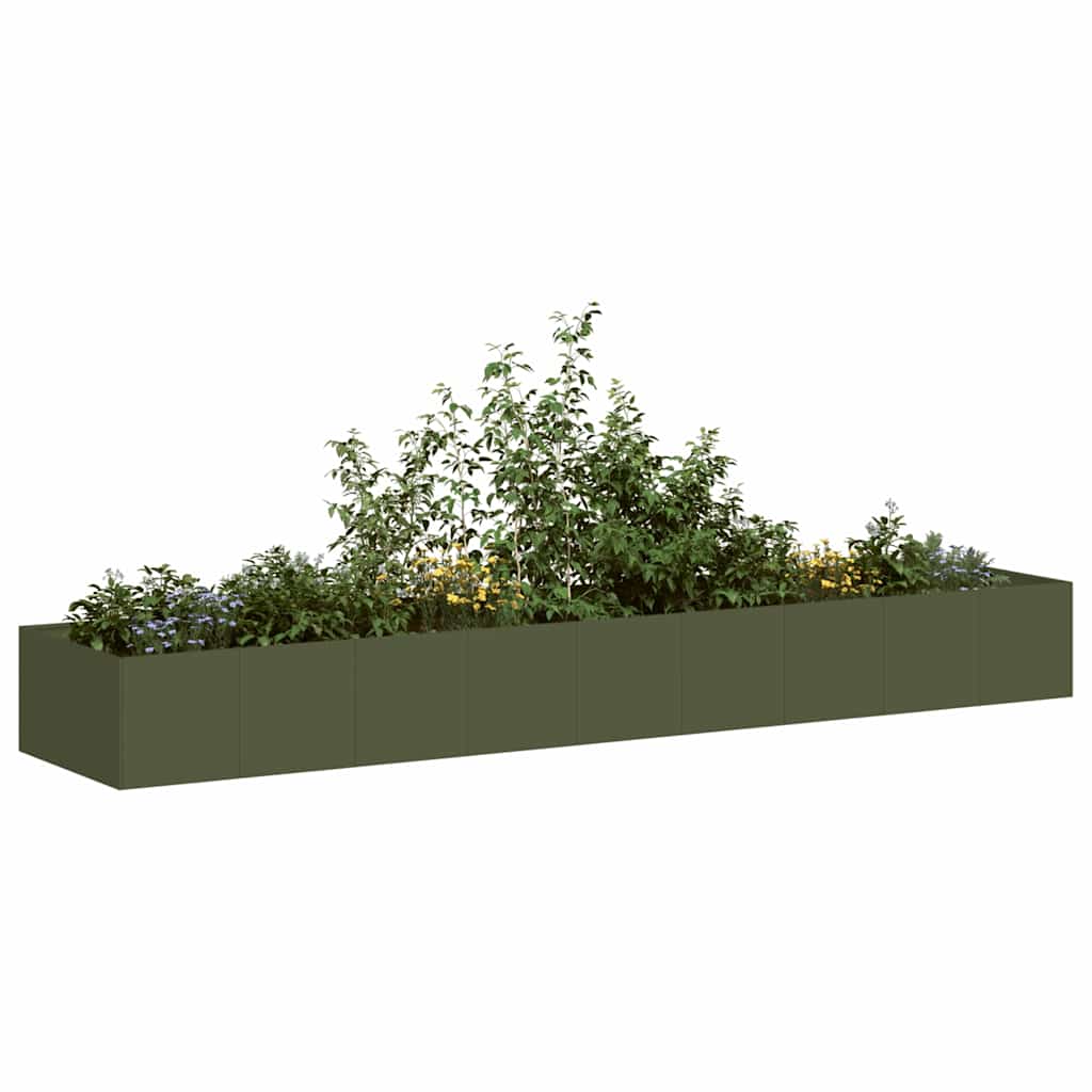 Planter Olive Green 360x80x40 cm Steel - Millennium Furniture