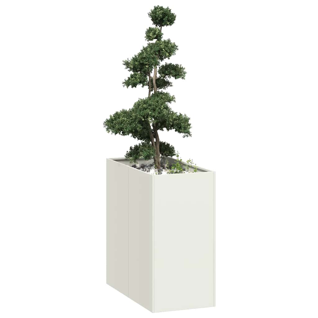 Planter White 40x80x80 cm Steel - R and M Furniture