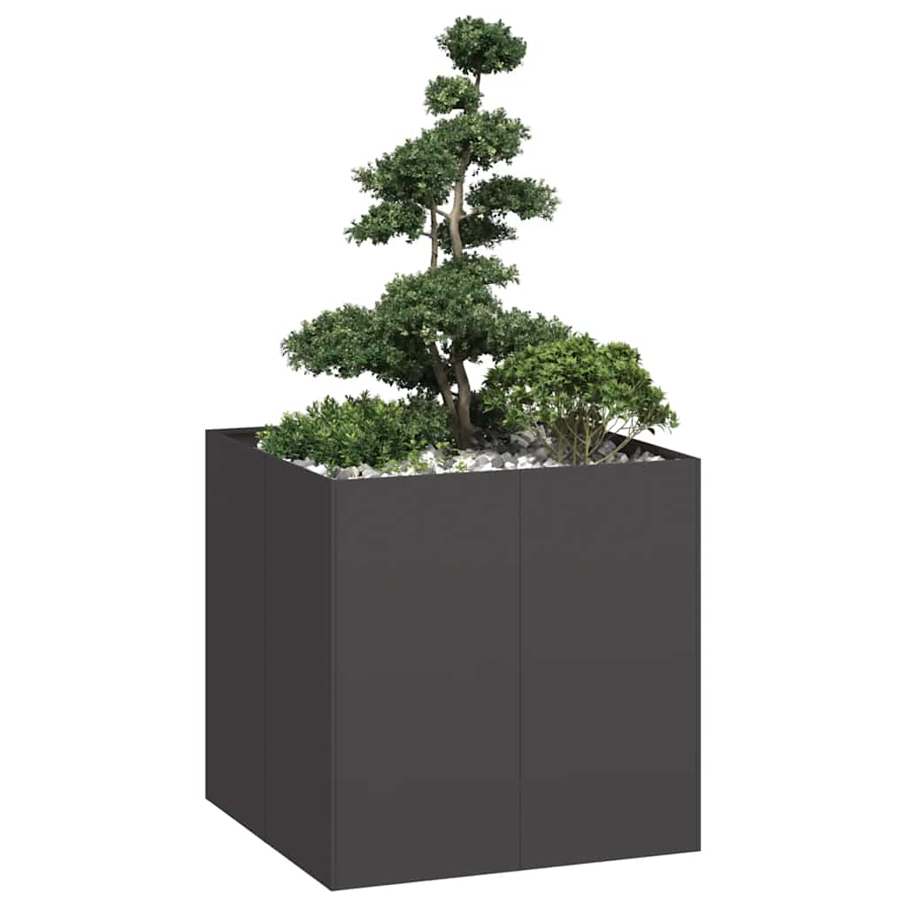 Planter Black 80x80x80 cm Steel - Merkel Designers