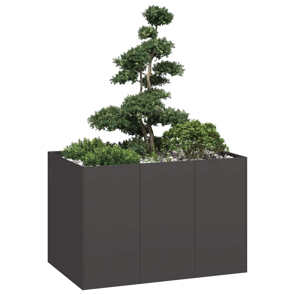 Planter Black 120x80x80 cm Steel - All Things Good