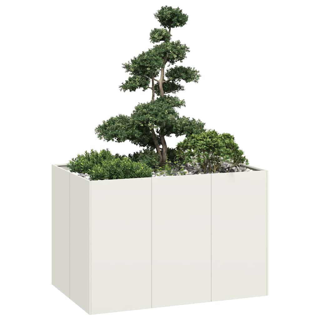 Planter White 120x80x80 cm Steel - Brittle & Co