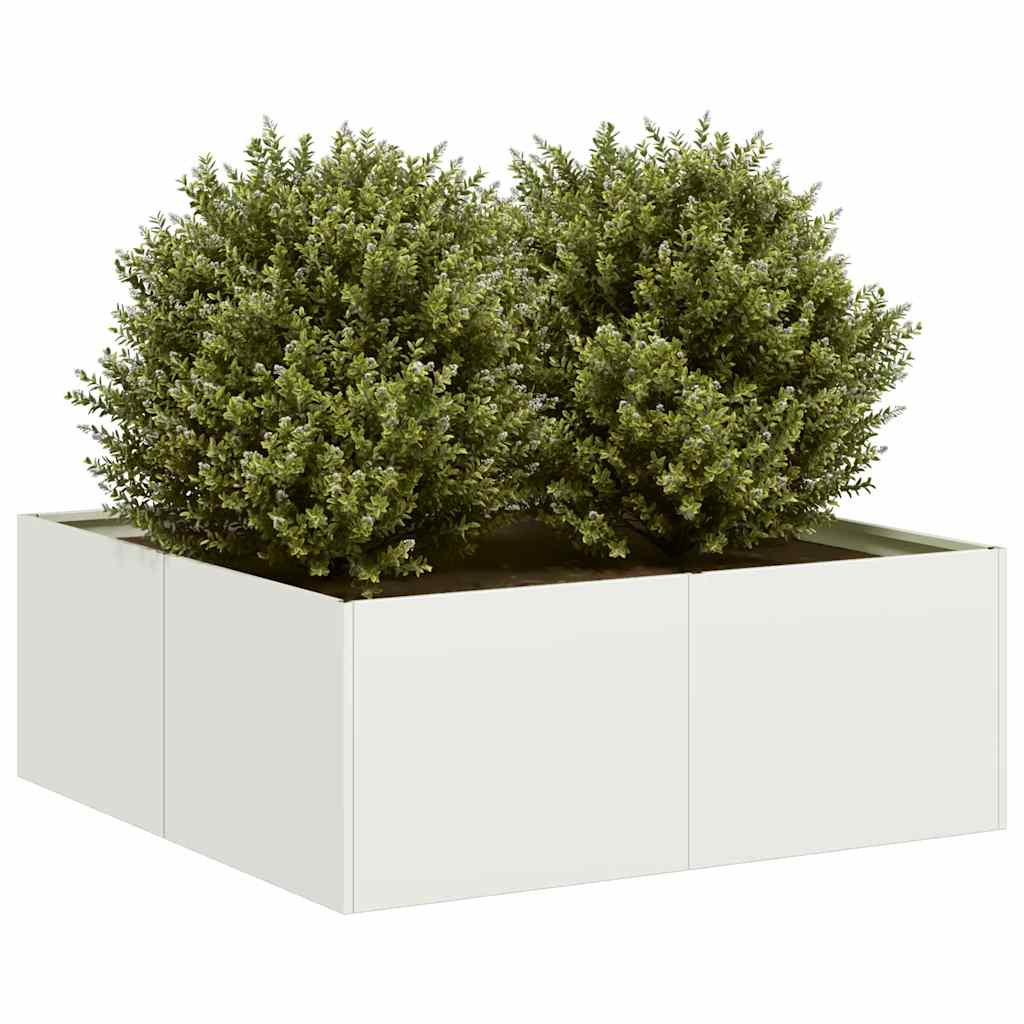 Planter White 80x80x30 cm Steel - Charlotte Dunes
