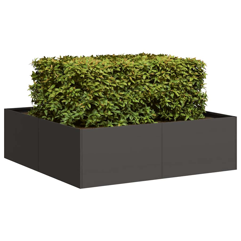 Planter Black 100x100x30 cm Steel - All Things Good