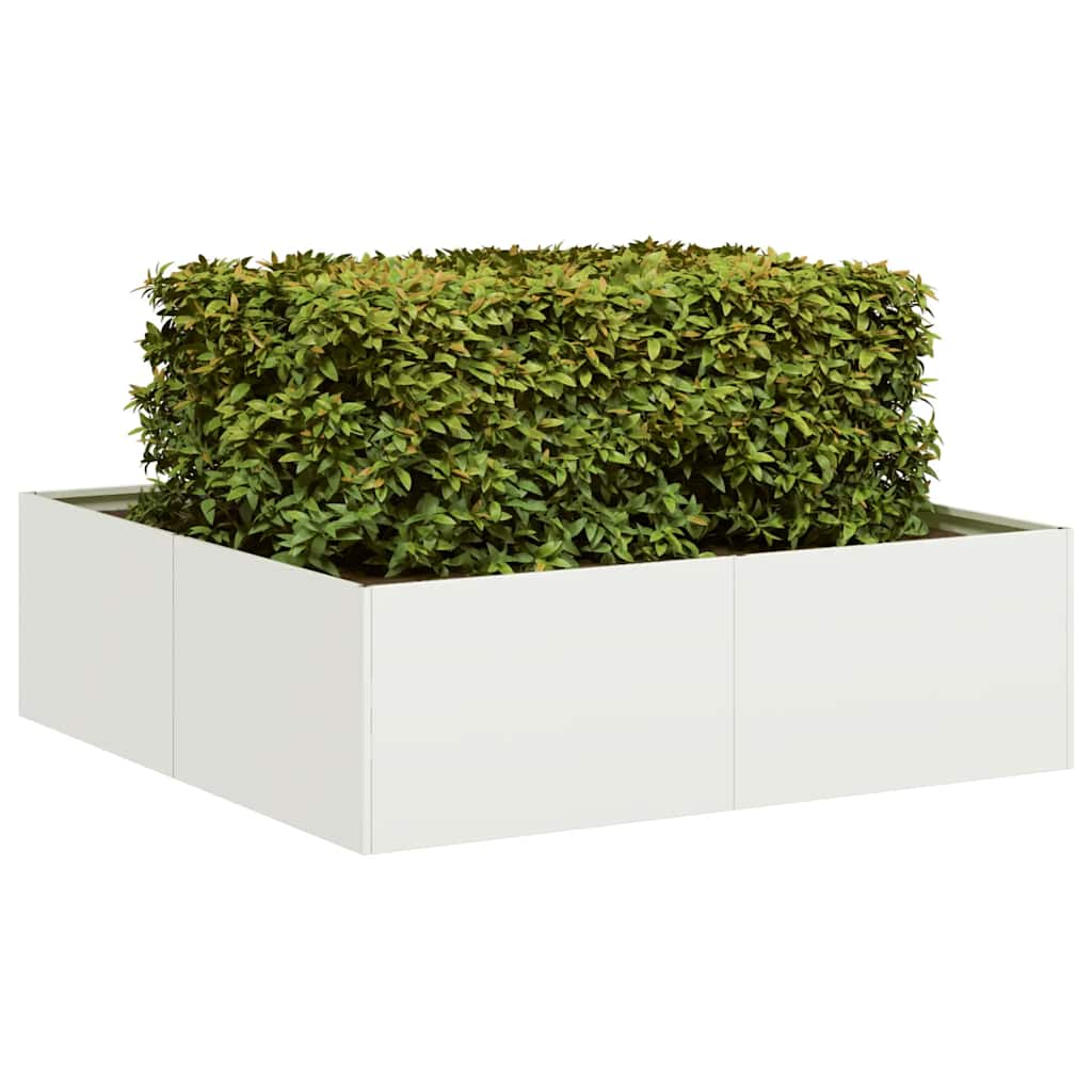 Planter White 100x100x30 cm Steel - Merkel Designers