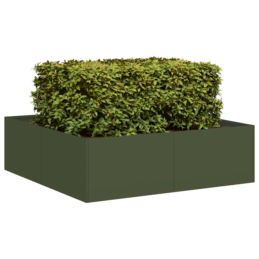 Planter Olive Green 100x100x30 cm Steel - Discount Dealers
