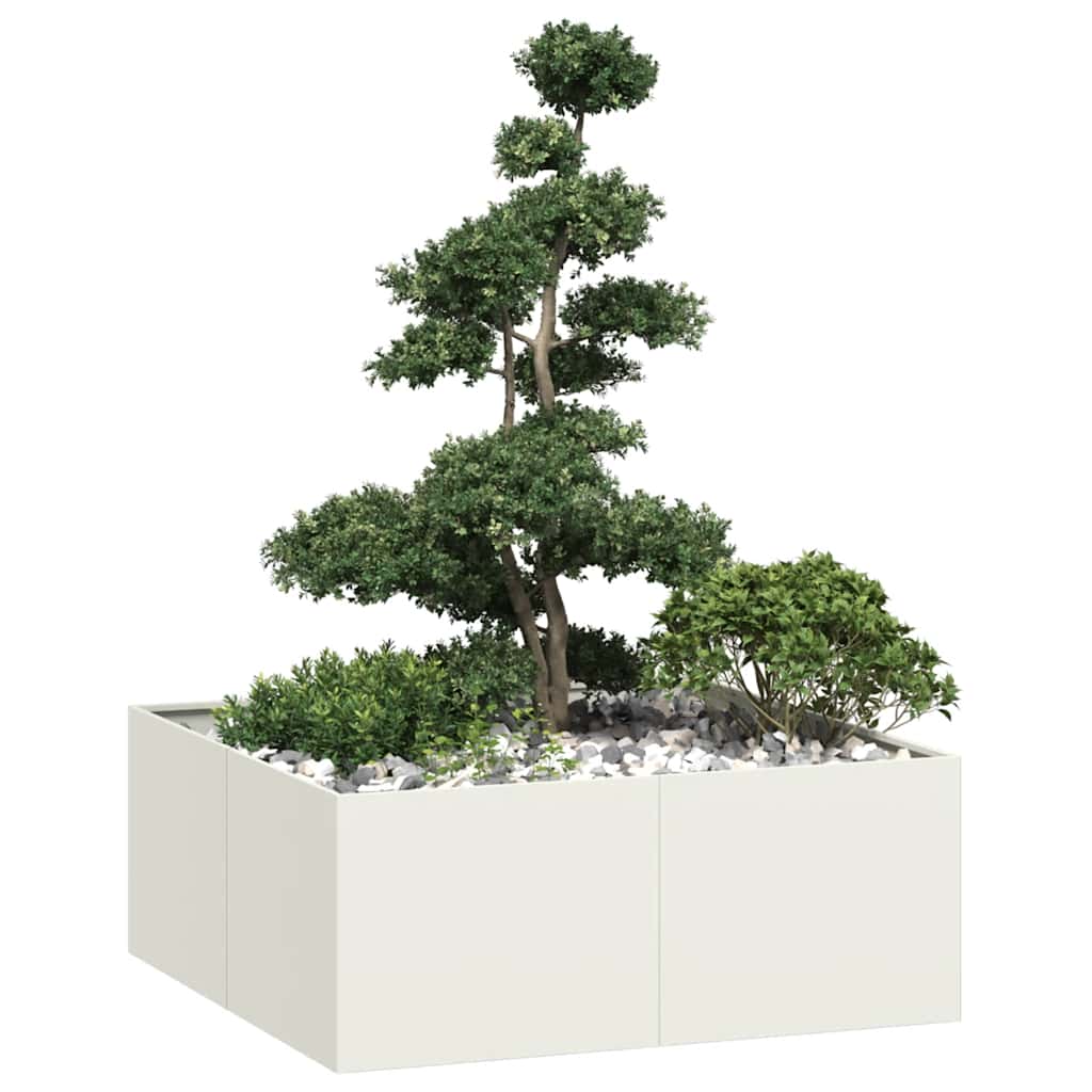 Planter White 100x100x40 cm Steel - Casper Homes