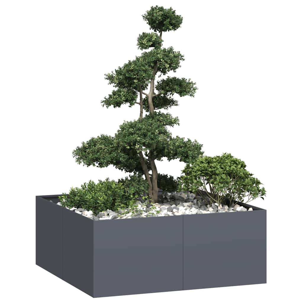Planter Anthracite 100x100x40 cm Steel - Unbeatable Bargains