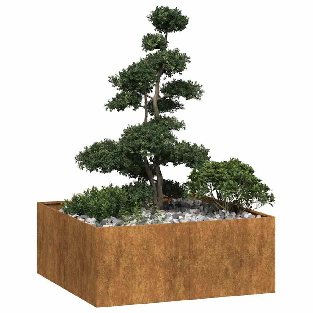 Planter Rusty 100x100x40 cm Weathering Steel - Discount Dealers