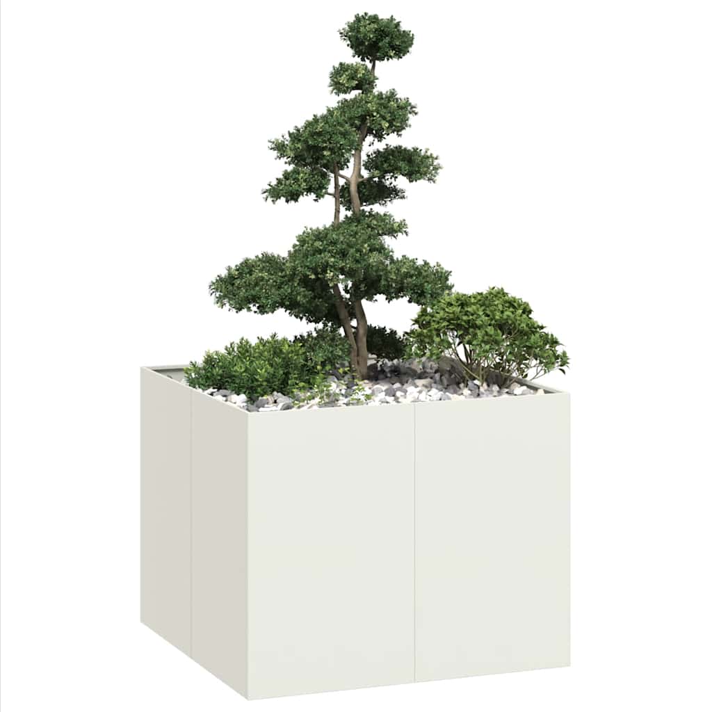 Planter White 100x100x80 cm Steel - Tyrell & Tyrell