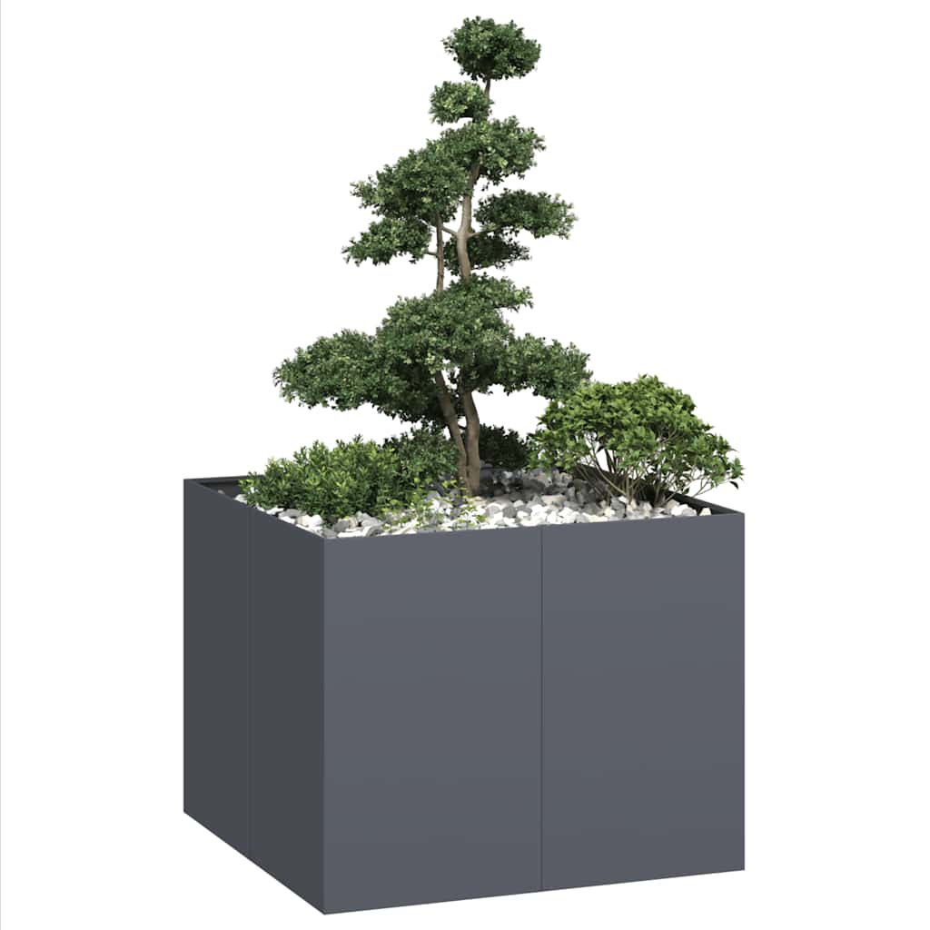 Planter Anthracite 100x100x80 cm Steel - All Things Good