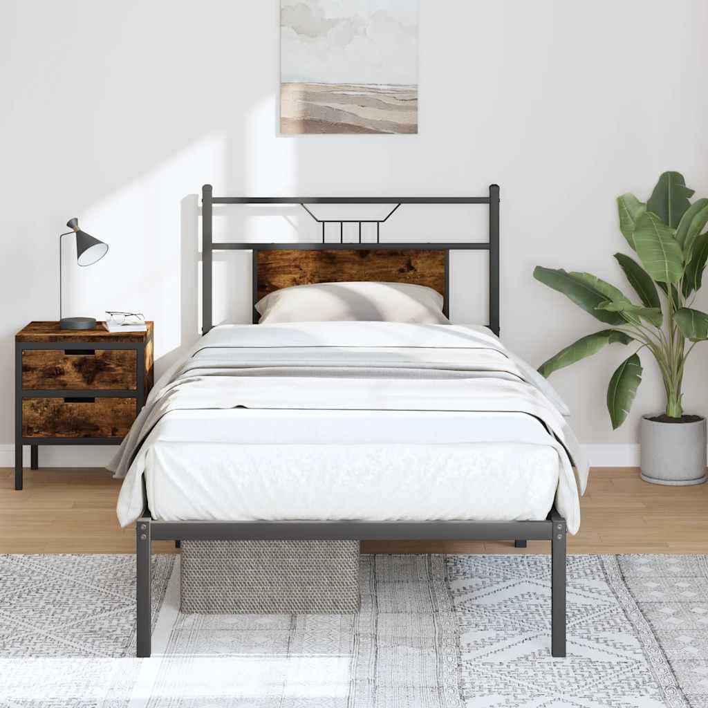 Bedframe Smoked Oak 80x200cm Engineered Wood - Design Hut