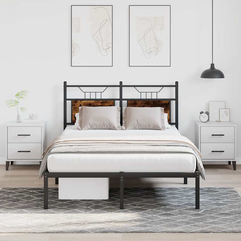 Bedframe Smoked Oak 120x190cm Small Double Engineered Wood - Casper Homes