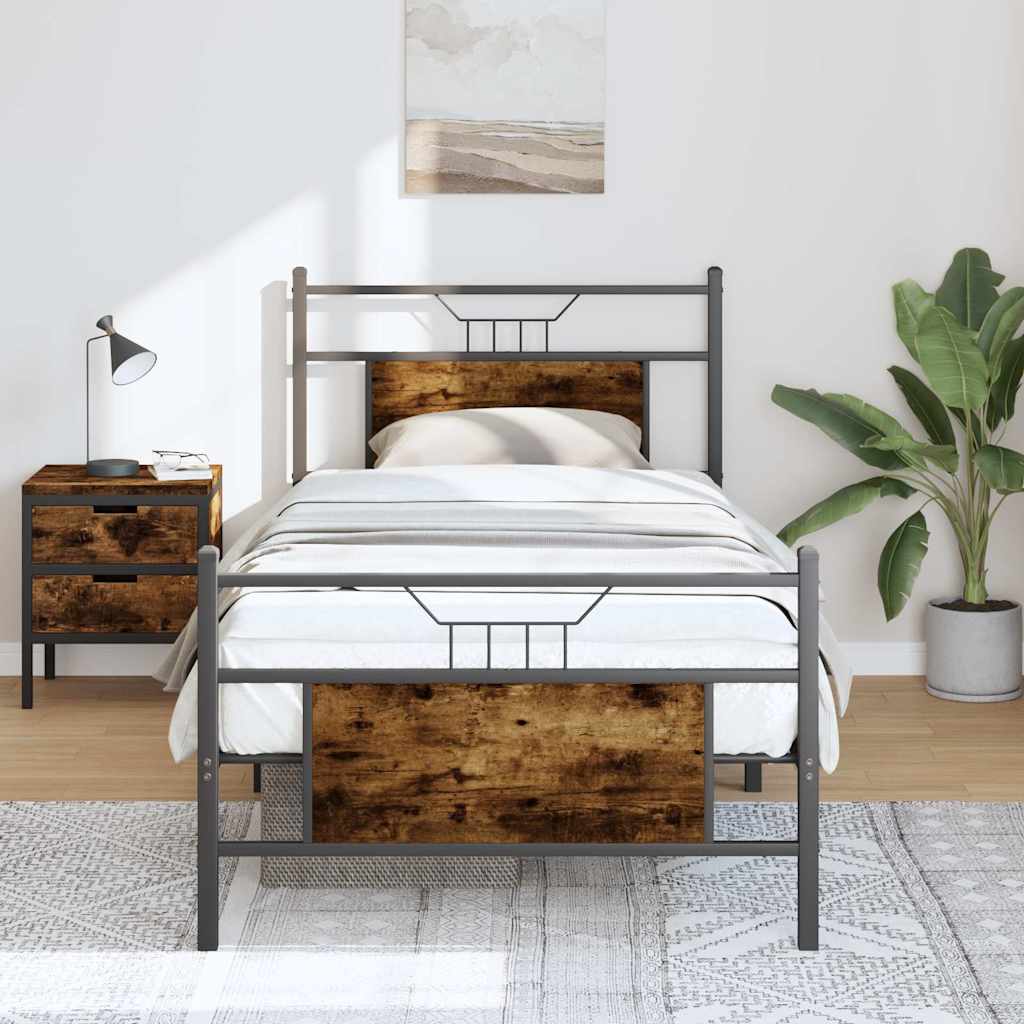 Bedframe Smoked Oak 80x200cm Engineered Wood - Merlin Deals