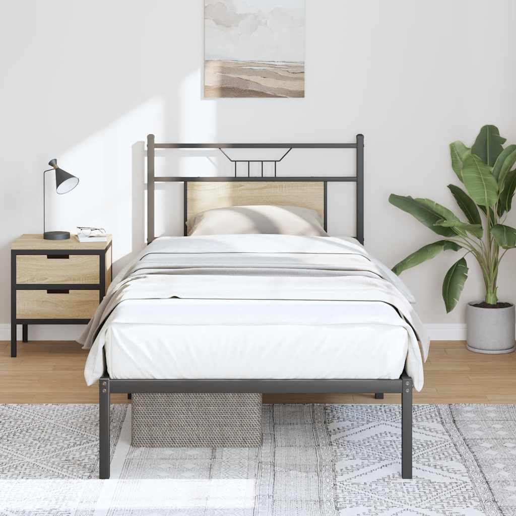 Bedframe Sonoma Oak 90x190cm Single Engineered Wood - Design Hut