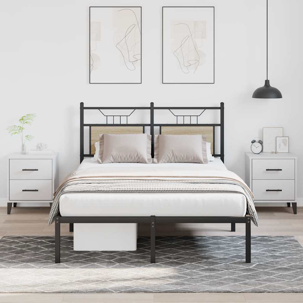 Bedframe Sonoma Oak 120x190cm Small Double Engineered Wood - The Home Maker